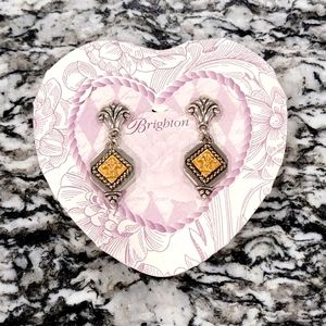 NWT VINTAGE BRIGHTON DESIGNER FLEUR DE LIS DANGLING POST EARRINGS